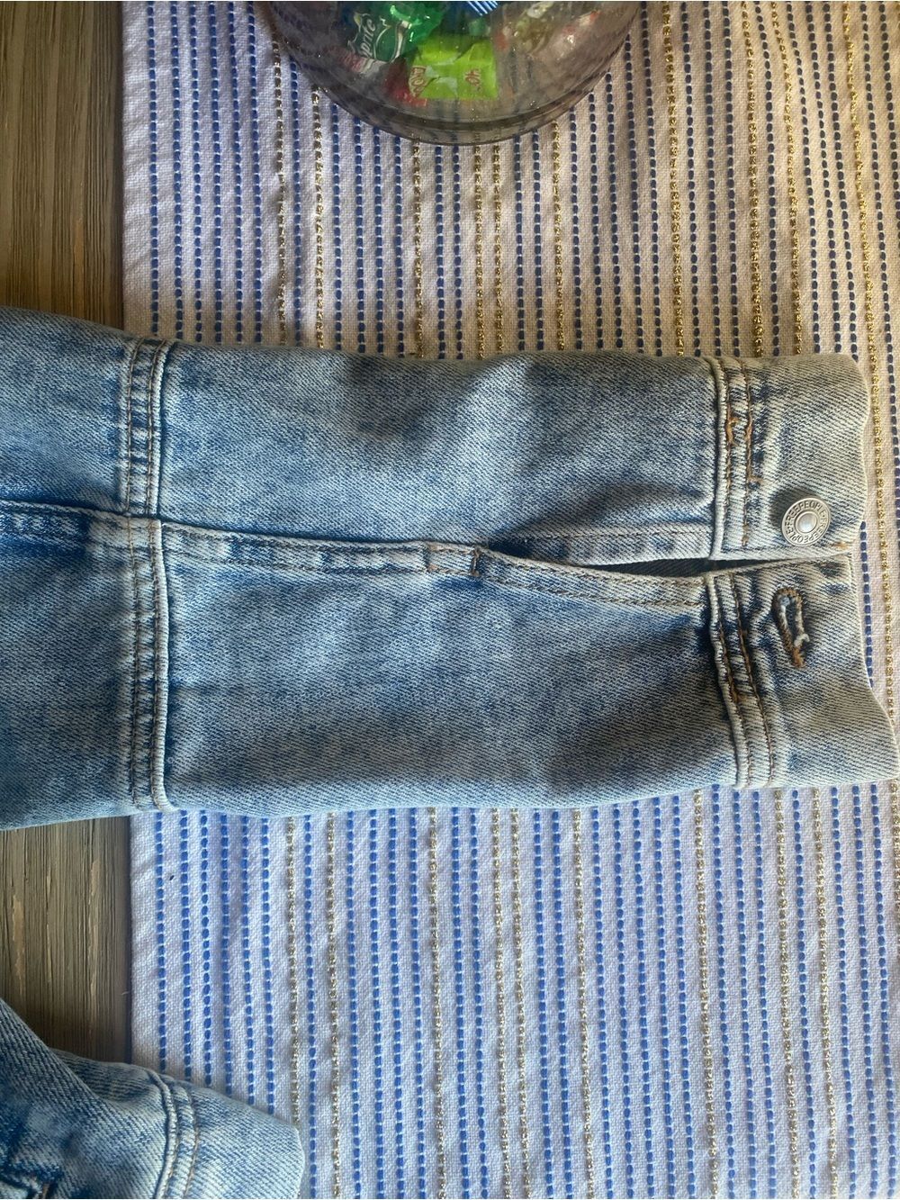Free People Rumors Light Wash Blue Denim Jean Jacket Size XL - Picture 8 of 11